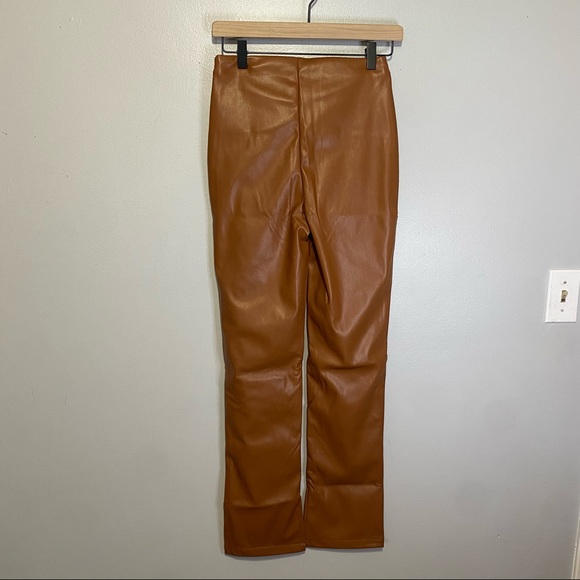 Princess Polly NWT Faux Leather High Waist Perama Pu Pants Brown Size 4 - Picture 9 of 10
